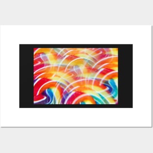 Close-up of swirly rainbow lollipop through prism filter Posters and Art